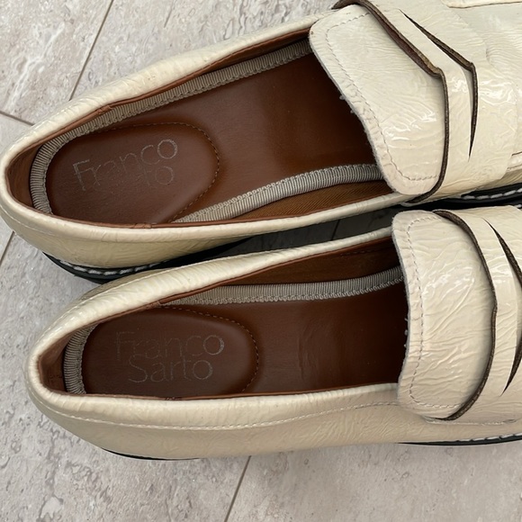 Franco Sarto Balin Chunky Lug Sole Patent Leather Penny Loafers Preppy Cream 8.5 - Picture 6 of 8